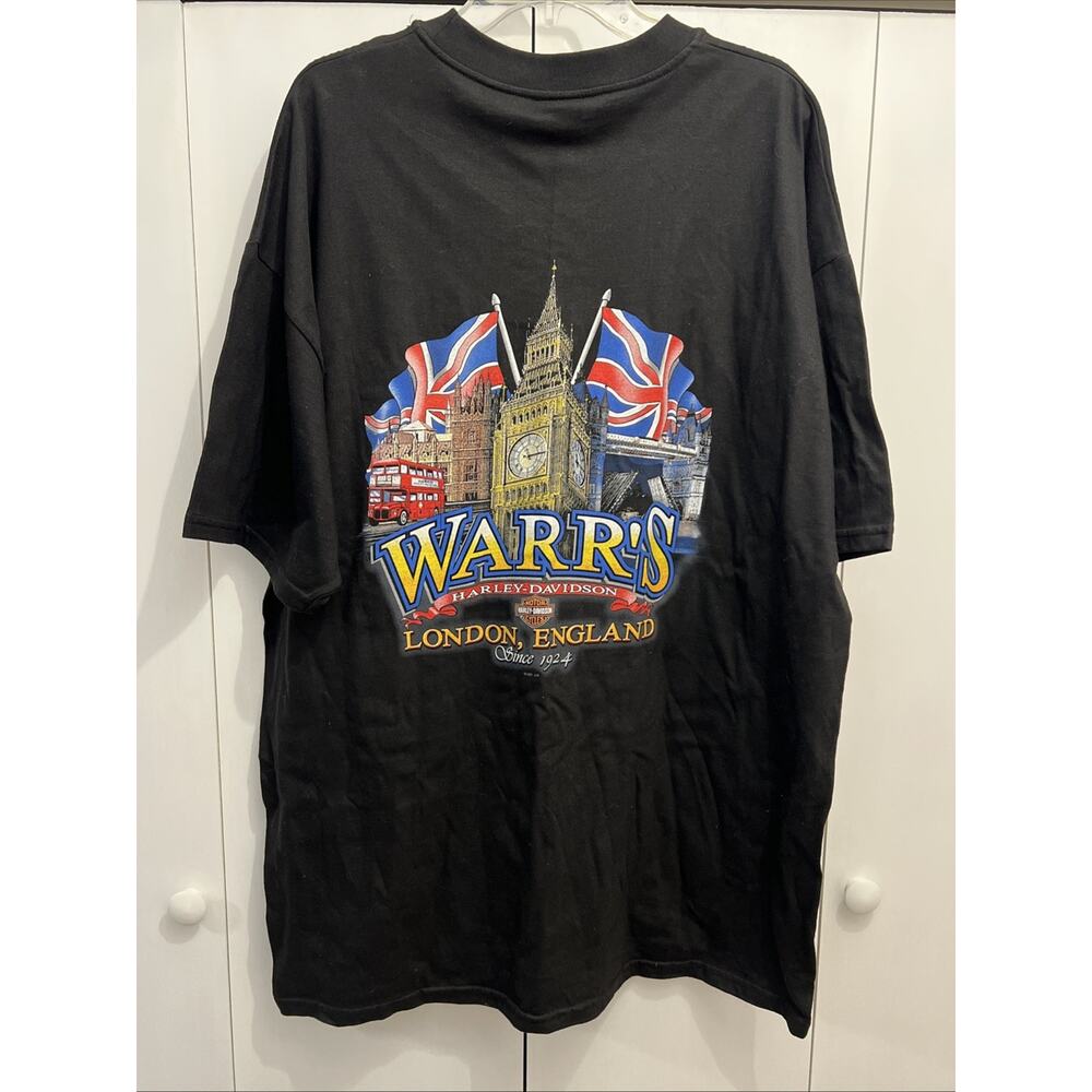 VTG Y2K Harley Davidson WARR’S London England T-Shirt Men's XXL Made in USA, NEW